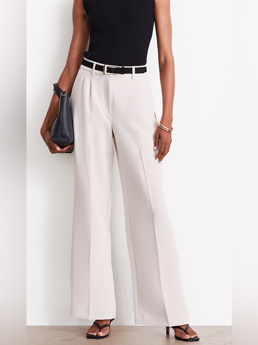 NWT! LOFT Versa Crepe Drape Pleated Relaxed Straight Pants